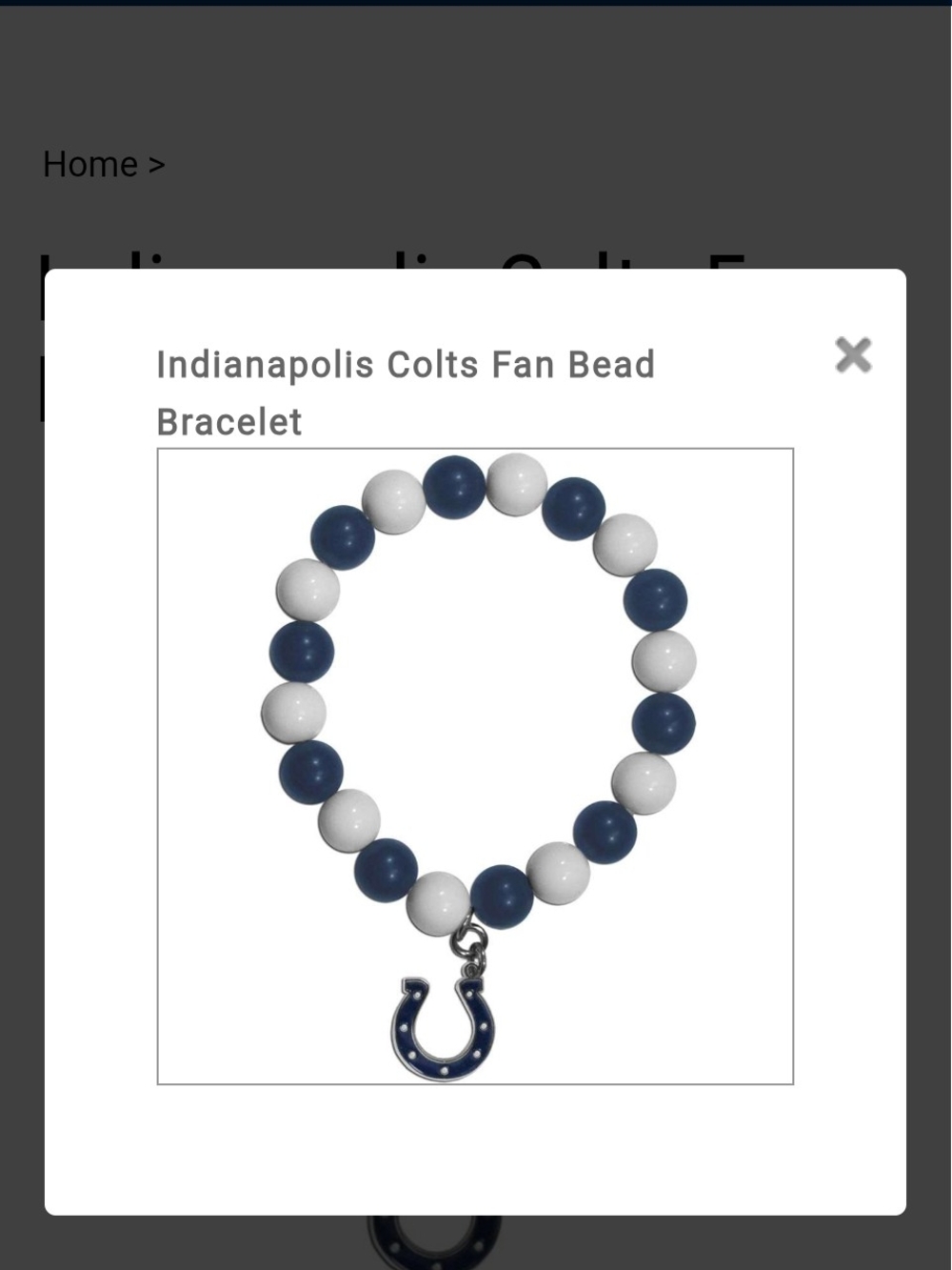 NWT NFL Indianapolis Colts Unisex Bead Bracelet with Horseshoe Charm